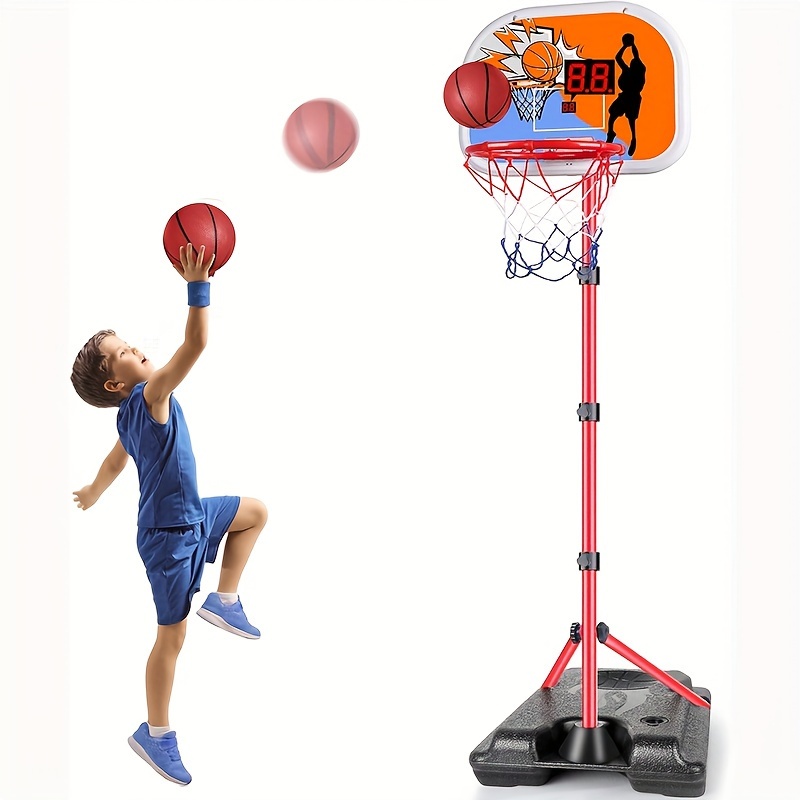 

Basketball Hoop With Electronic Scoreboard, Adjustable Height 3.4ft-5.9ft Basketball Hoop, Mini Basketball Hoop With 1 Balls For Indoor Outdoor Backyard, Basketball Toys Christmas Gift