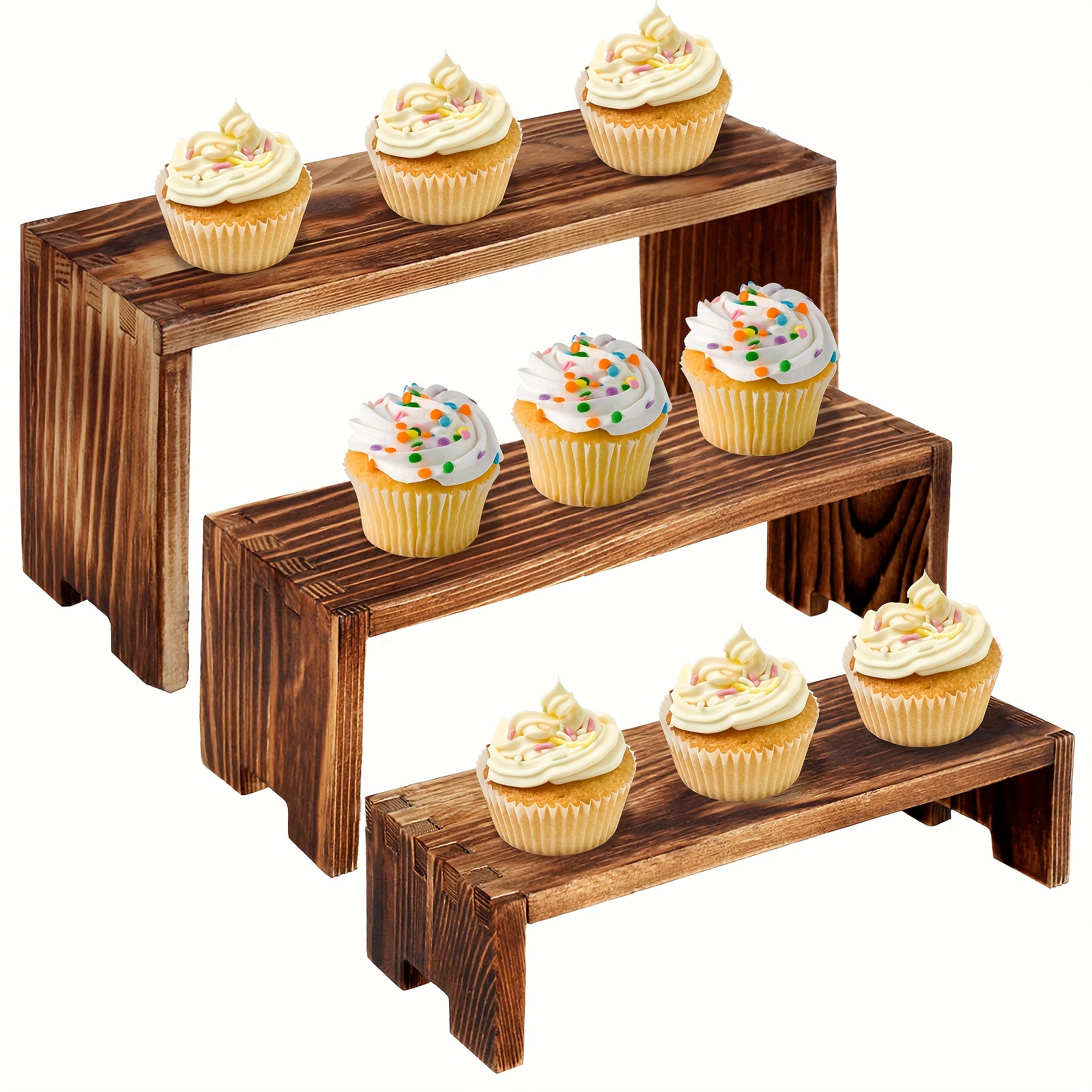 TEMU 3-tier Solid Pine Wood Display Shelf - Vintage Rustic Home Decor Storage Rack, No Assembly Needed, Organizer For Kitchen, Office, Valentine's & Day Gifts, Utility Racks