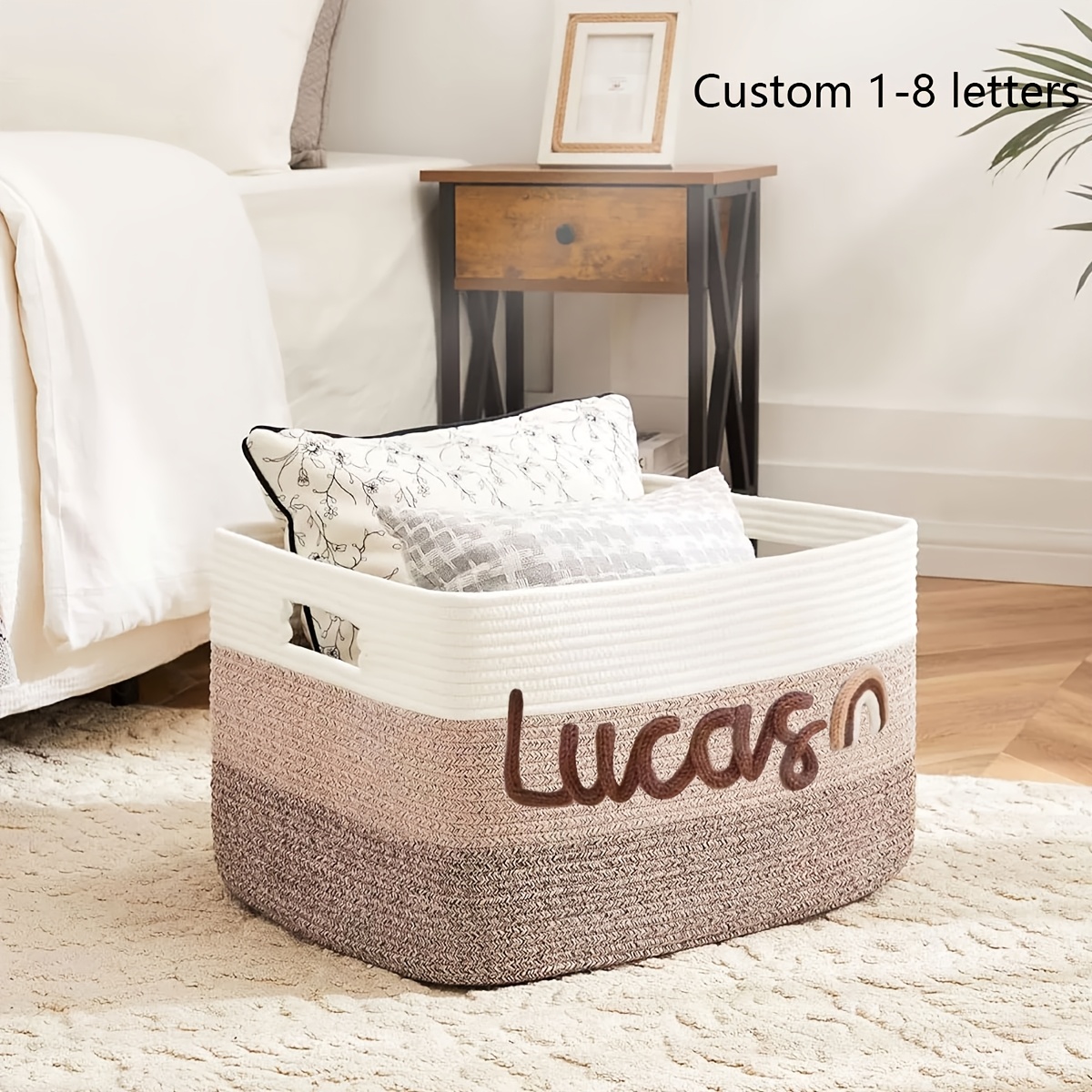 Personalized Two-Tone Storage Basket, Custom Household Organizer