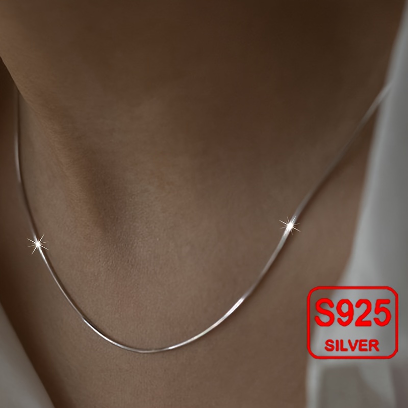 925 Silver Round Snake Bone Chain Necklace for Couples