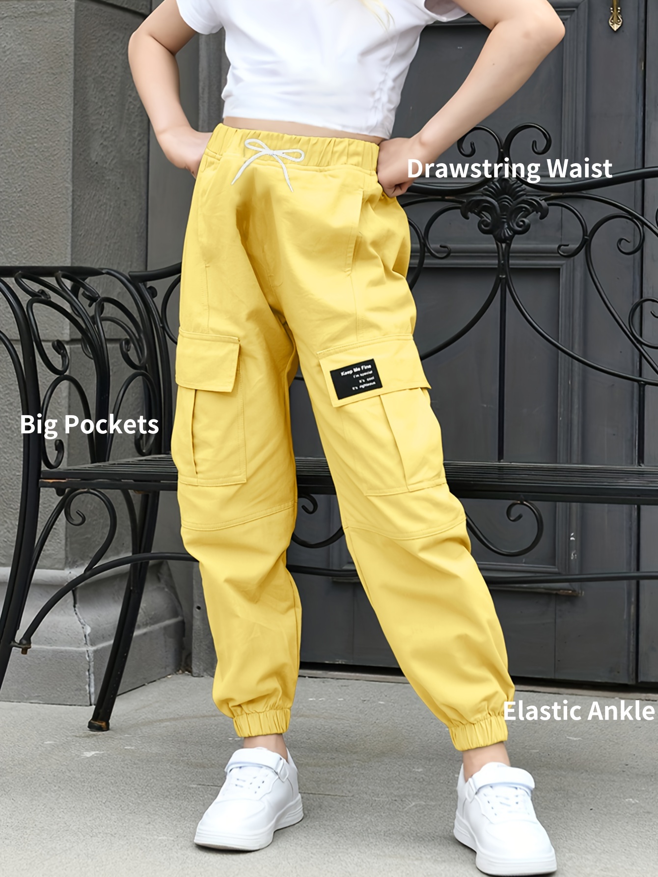 girls casual cargo jogger pants high waisted cargo Temu New Zealand