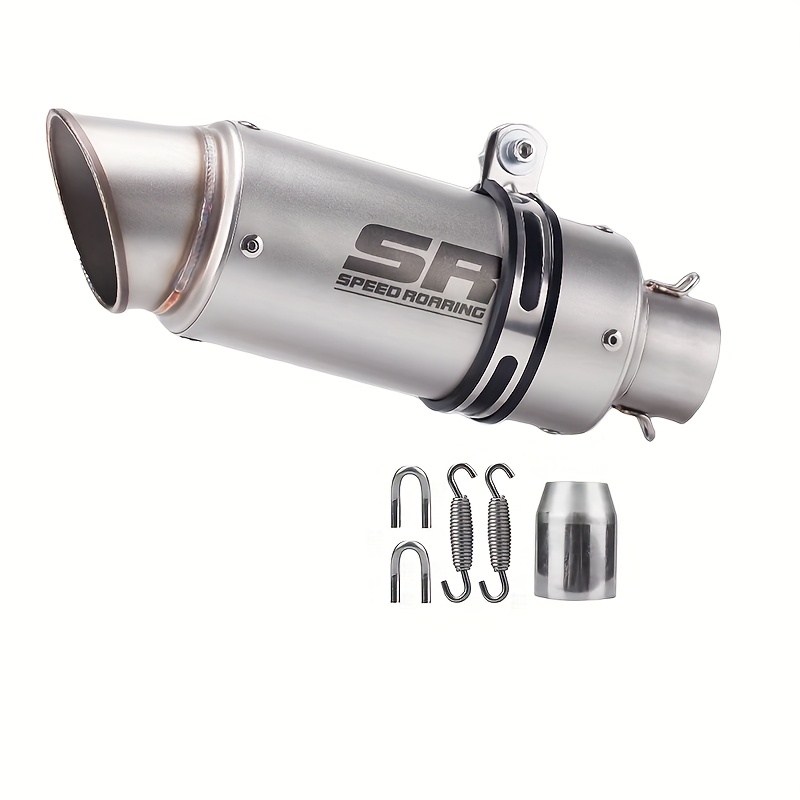 universal modified motorcycle exhaust pipe with 51mm diameter   mouth design   suitable for off road motorcycles street travel motorcycles   motorcycles all terrain vehicles and other golden color imitation carbon fiber titanium color black half blue details 8