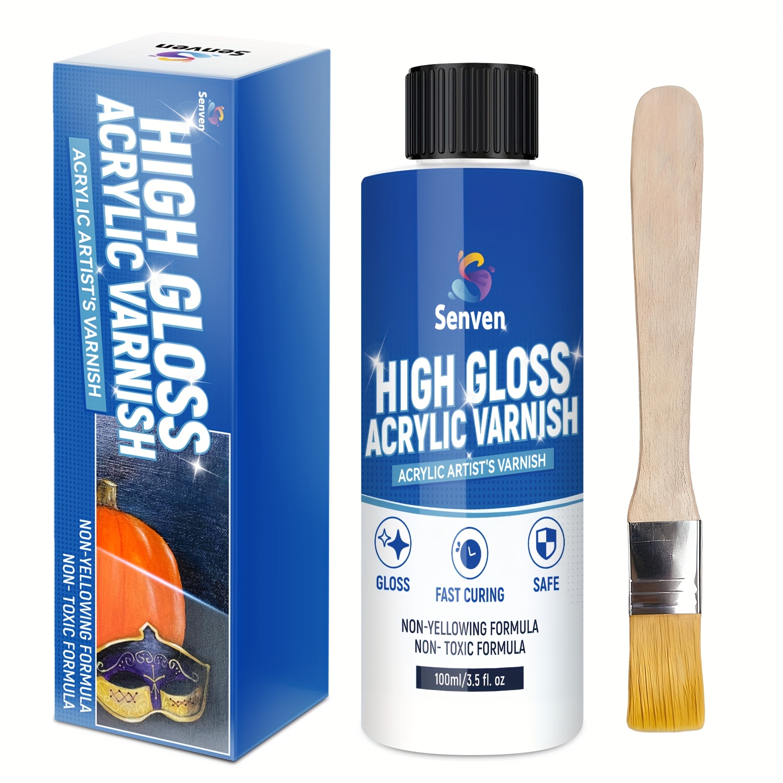 TEMU Gloss Varnish For Acrylic Painting, Artist's Acrylic Varnish Kit, Non-yellowing, Non-toxic, Anti-crazing, High Gloss End For Artwork, Acrylics