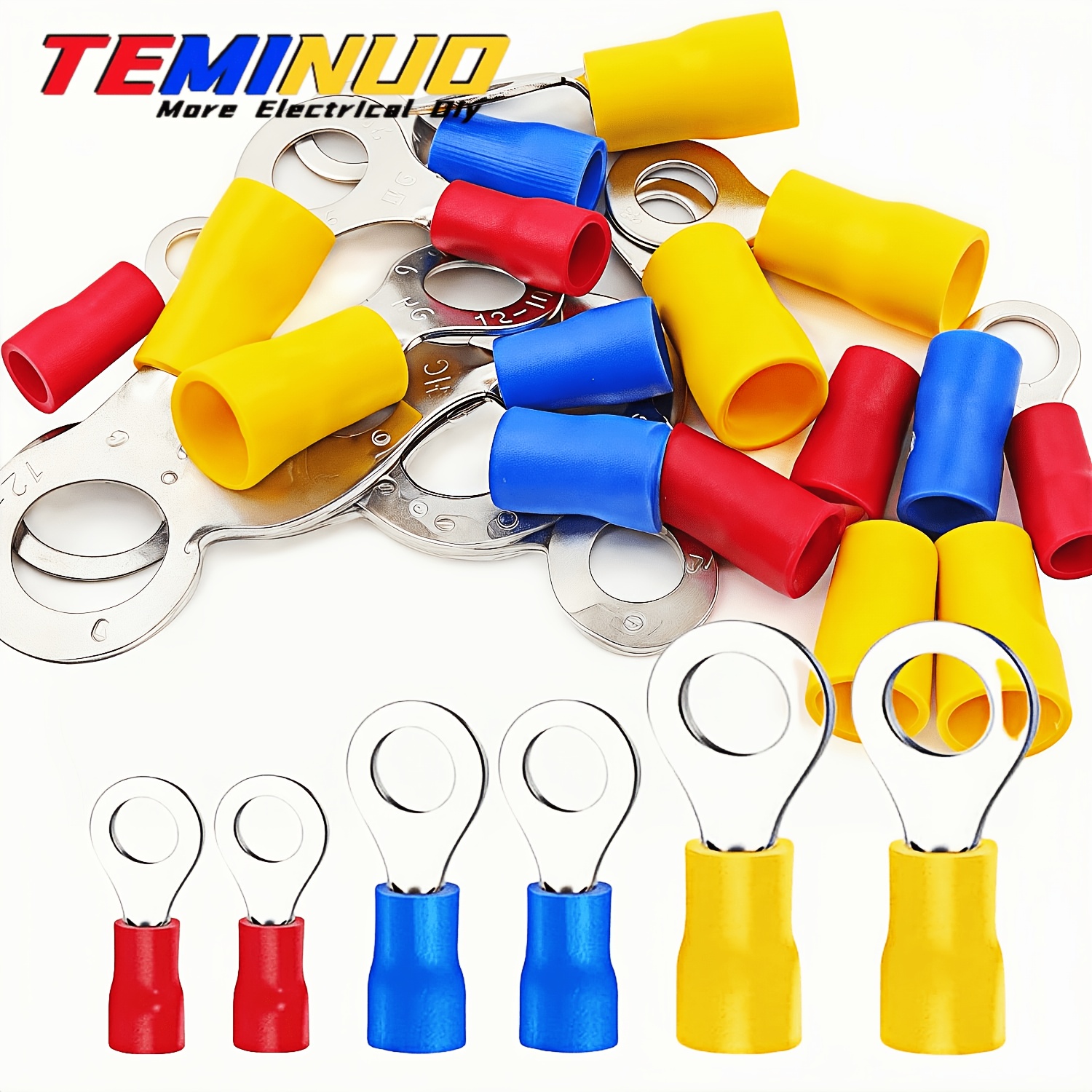 TEMU 70pcs Insulated Ring Wire Connectors Kit O-ring Crimp Terminal Insulated Electrical Wire Connector For Automotive Marine Boat Truck Trailer Rv