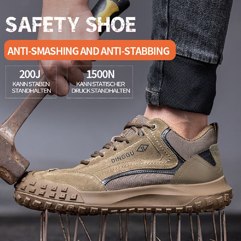 zapatos de seguridad   para hombres con puntera de acero a prueba de pinchazos, anti- , antideslizantes y con absorción de  , ideales para   y la construcción. zapatillas de   transpirables con puntera de acero y cordones para hombres. 1