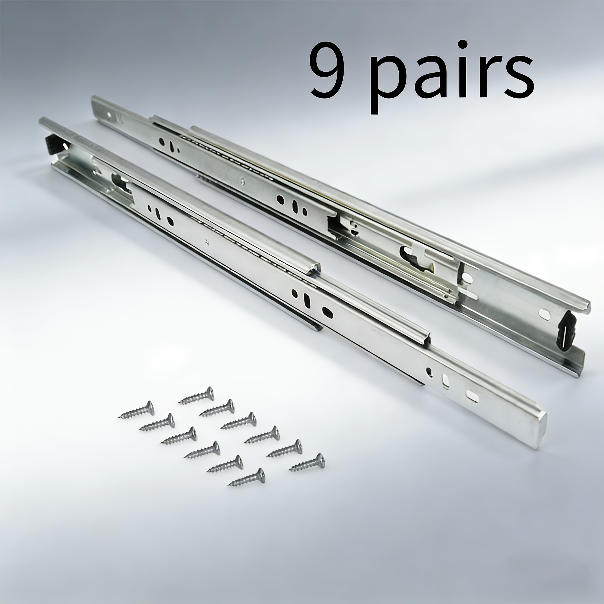9 Pairs Of Full Extension Heavy Duty Drawer Rails 300/350/400/450/500mm, Suitable For Kitchen Cabinets