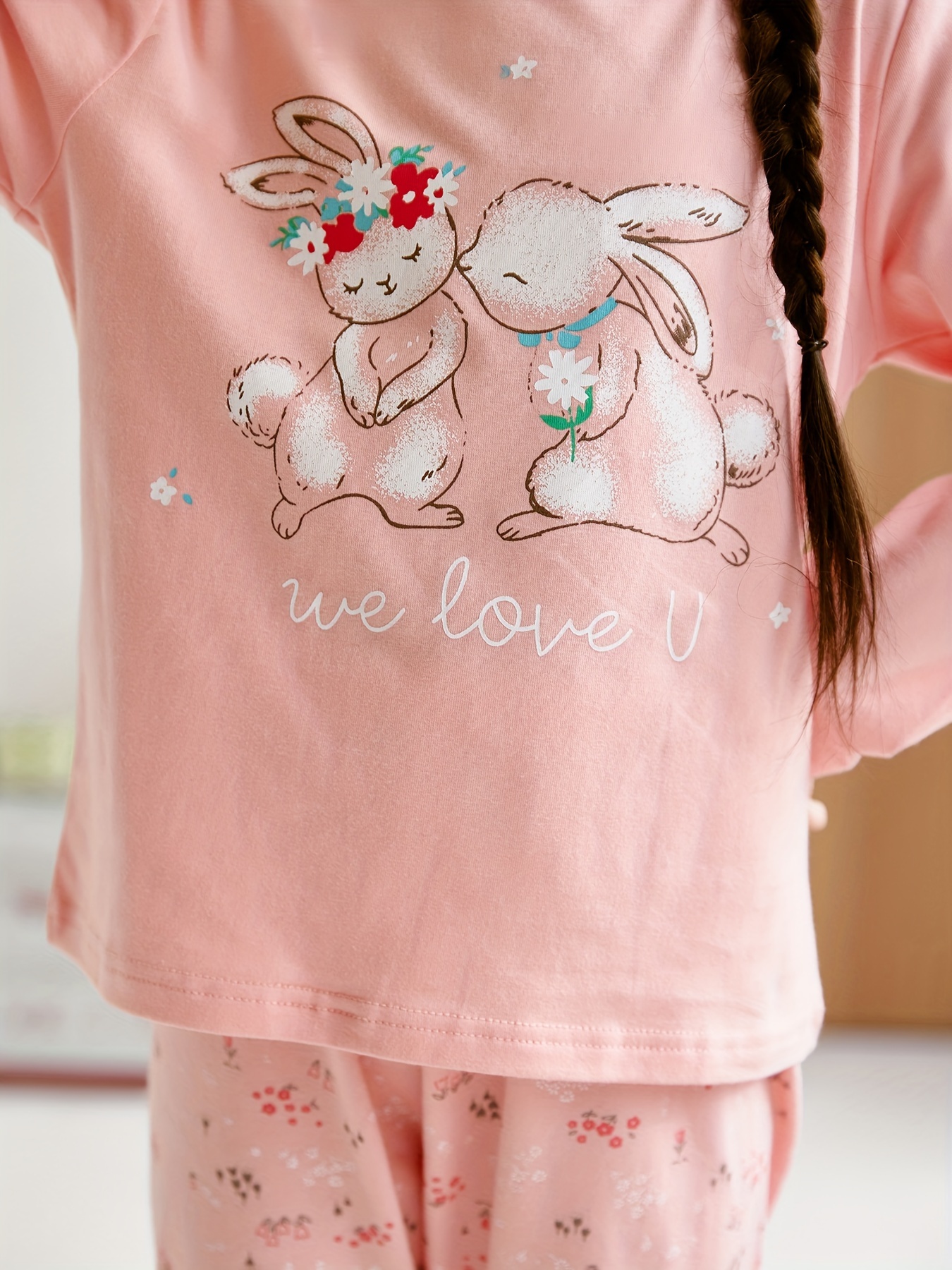Pijamas de algodón ajustados con estampado de conejito de Pascua de manga  larga familiares a juego para bebés y niños pequeños