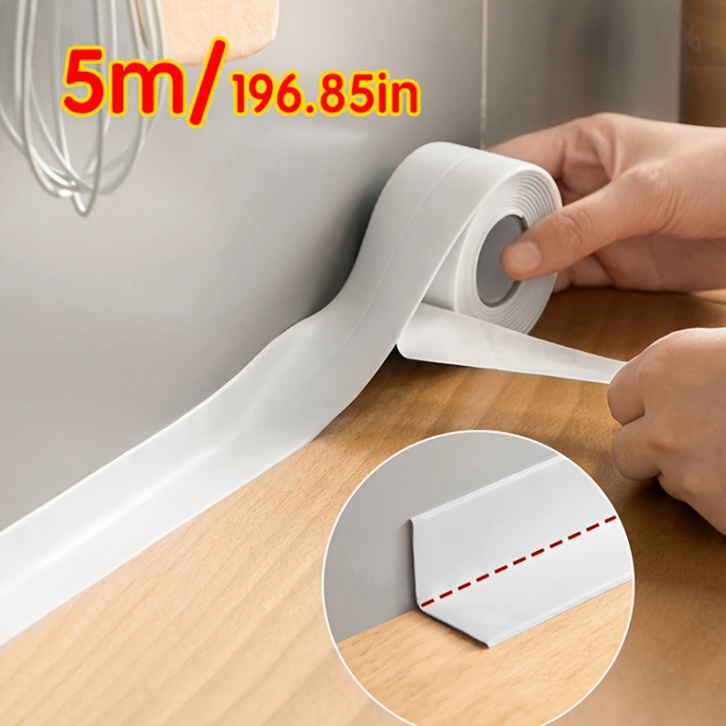 E-shop Eine 5-Meter-Rolle Superkleber, hitzebeständiges, weißes, selbstklebendes Dichtungsband aus PVC-Material, ideal für den Einsatz in Duschen,