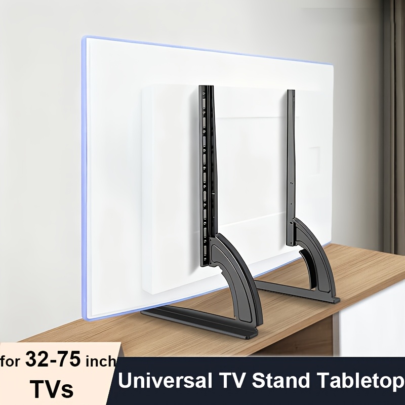 tv stand mount universal tv stand tabletop for 32 to 75 inch   tv legs   to 110lbs height adjustable tv base