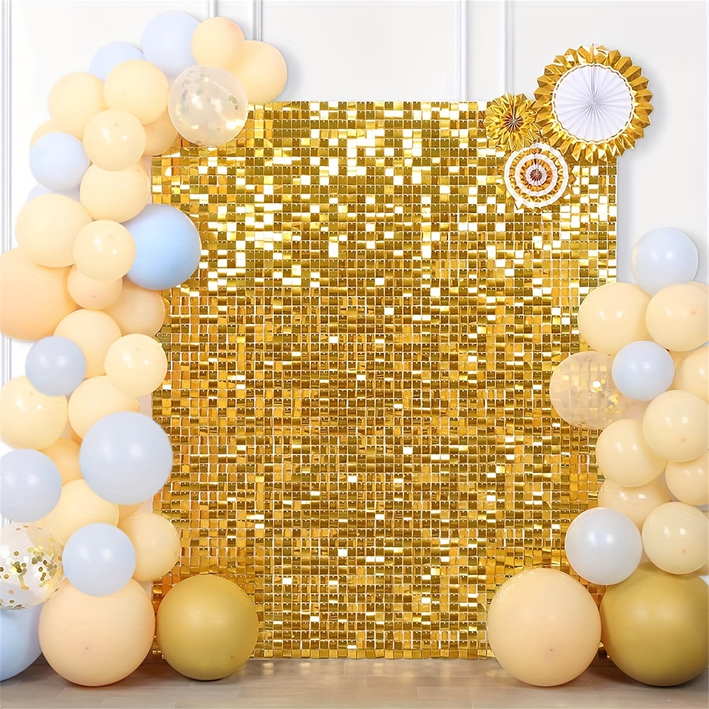 

36 Pieces 6ftx6ft Golden Shimmer Wall Backdrops Sequin Panel Backdrop Birthday Wedding Background Decoration Wall