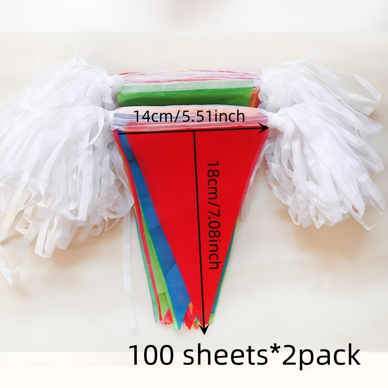 Image of 100 Meters (50 Meters*2pcs), 200pcs Flags, Multicolor Triangular Banners - Ideal For Outdoor Decorations, Graduation, Oktoberfest, Summer And Christmas Garden Party Decor