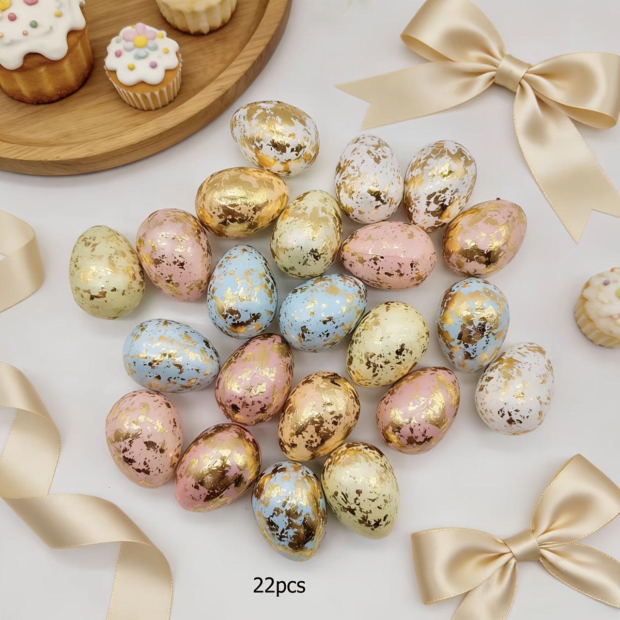 Image of 22pcs Party Table Centerpiece Decoration, Easter Color Decorative Eggs, Mixed Color, Use For Easter Table Decoration, Diy Scene Setting