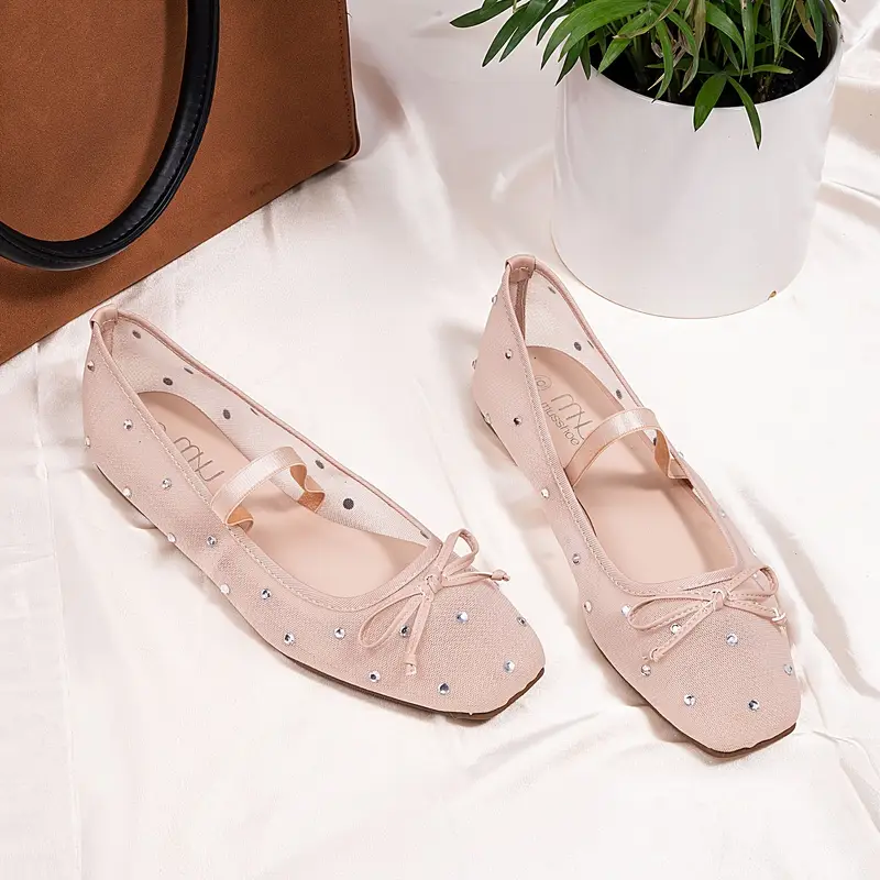 womens ballet flats square toe bow knot - Temu womens ballet flats square toe bow knot - Temu
