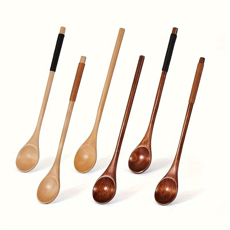 

1/2/4pcs Honey, Coffee Wooden Spoon, Chinese Style Spoon, Wooden Mixing Spoon, Tableware Creative Winding Round Handle Mixing Spoon