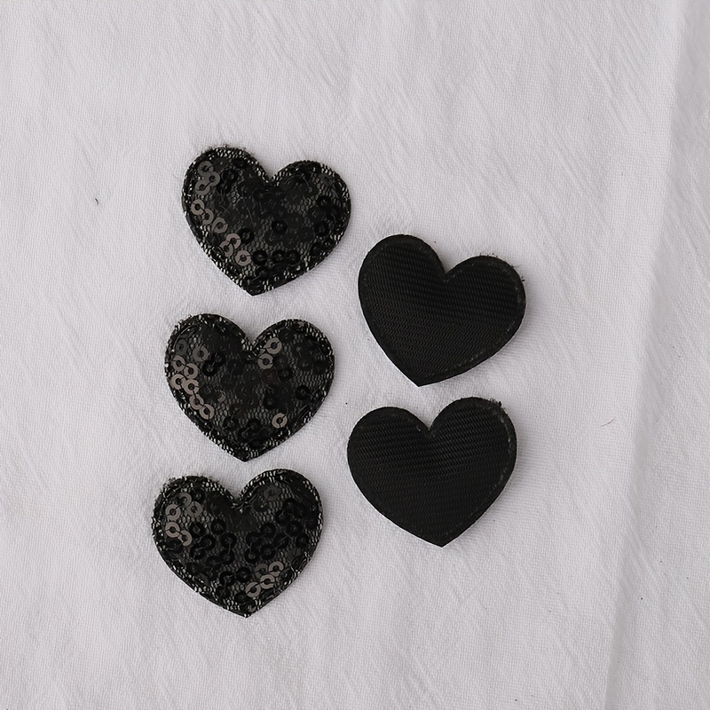 40pcs Colorful Sequined Cloth Love Heart Appliques