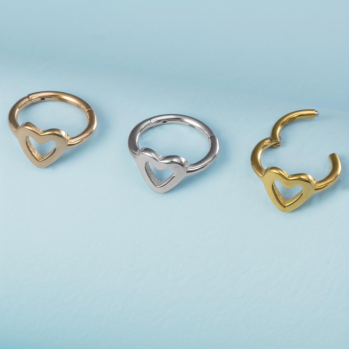 Women's Single Helix Hoop Earrings, Heart-Shaped Design