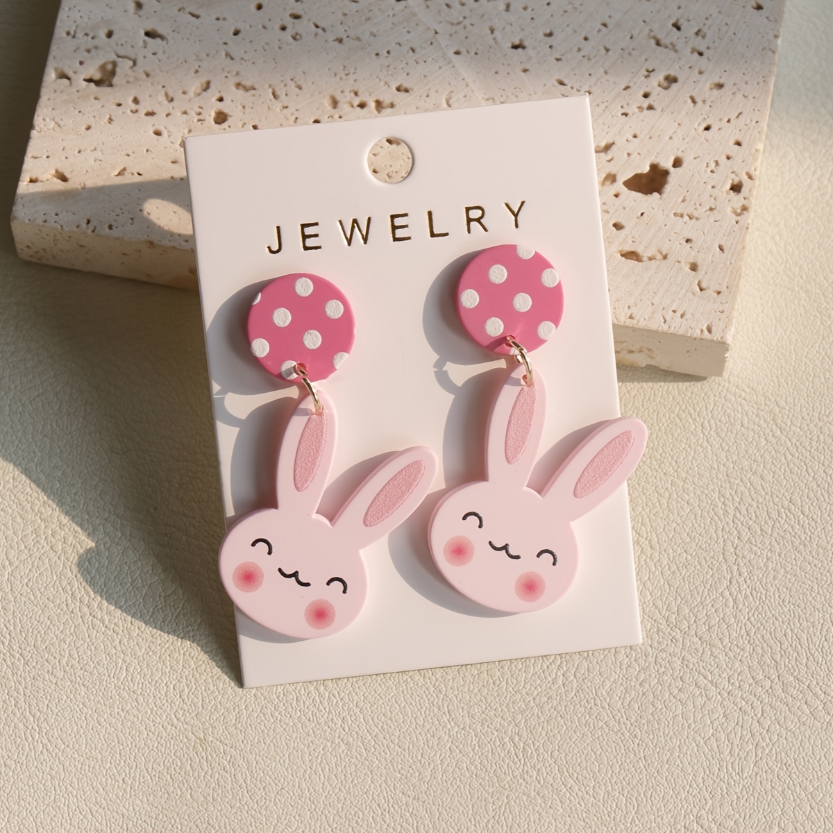 TEMU A Pair Of Drop Earrings For Women Featuring Cute And Elegant Pink Easter Bunny Acrylic Design, Everyday Wear, Parties, Vacations, And Holiday