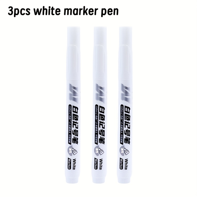 Image of 1/3/6pcs 1.0 Permanent White Marker Pen - Resistant, Ideal For Art, Glass, Ceramic, Wood, Metal - Perfect For Graffiti Supplies, Stationery Supplies | Artistic Supplies | Smooth Writing Tip