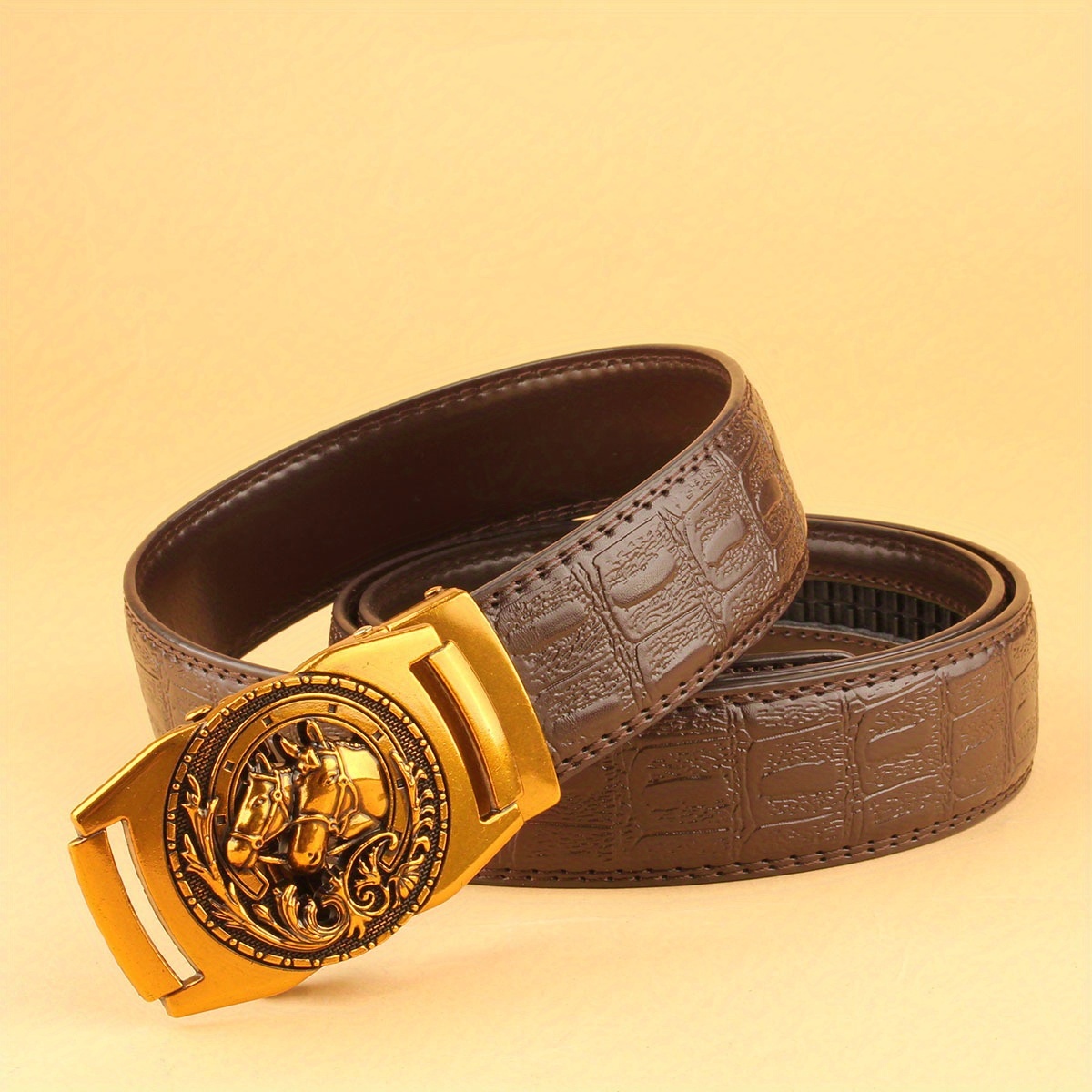 Men's Automatic Buckle Belt with Crocodile Pattern