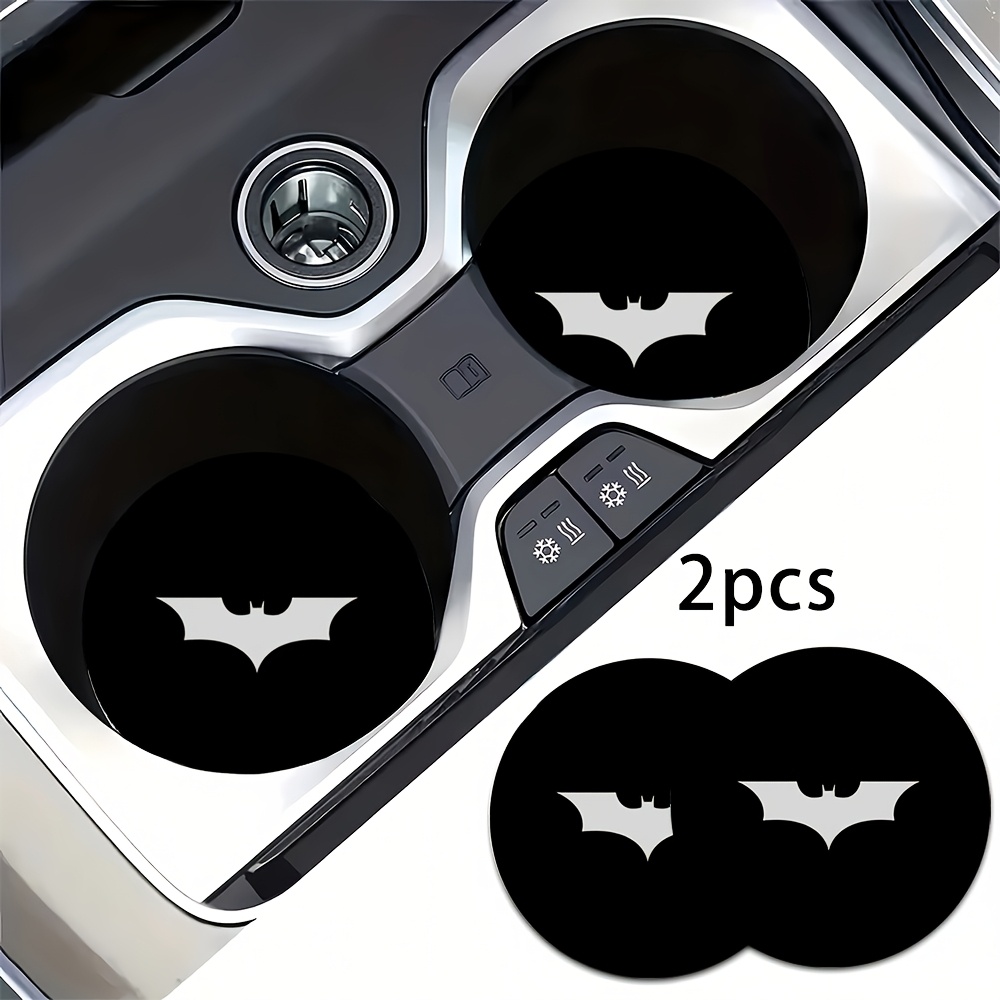 TEMU Warner 2d Flat Printing 2pcs Minimalist And Practical Car Coaster | Batman Logo Pattern - Car Interior Decoration Additions, Special For Car