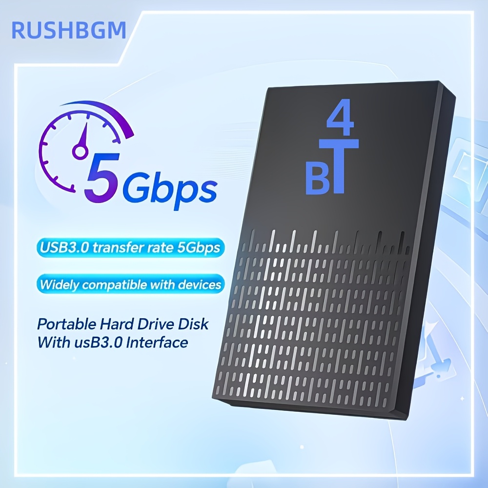   Flagship Store Newest 4TB Portable External Hard Drive USB 3.0 -   External HDD with   File System, Plug and   Free Installation for PC and Laptop, Massive Storage Backup for Photos, Videos and Office Files