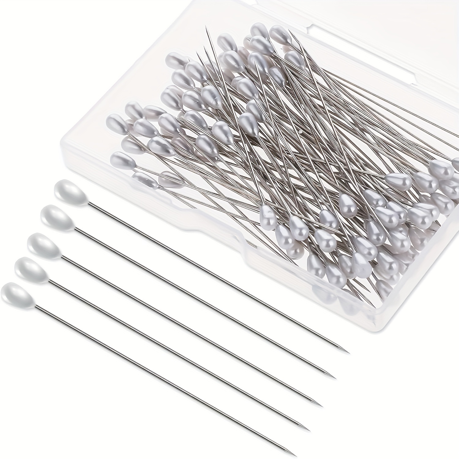 

100-pack White Pearl Head Pins, 7.5cm Straight Pins For Boutonnieres, Sewing, , Quilting, Diy Floral Decor, Wedding Crafts & Jewelry Making