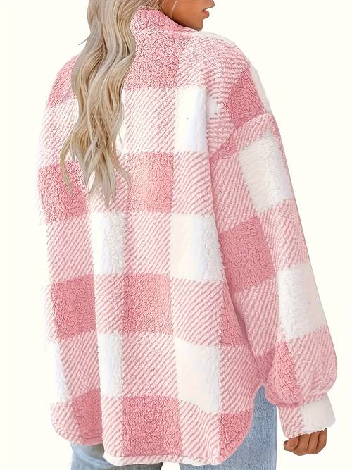 pattern button front teddy coat versatile long sleeve warm winter coat womens