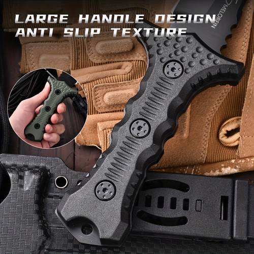 1pc strong knife non slip comfortable handle high hardness stainless steel with durable portable knife cover wilderness survival emergency tools outdoor multi functional tools to provide protection for outdoor safety