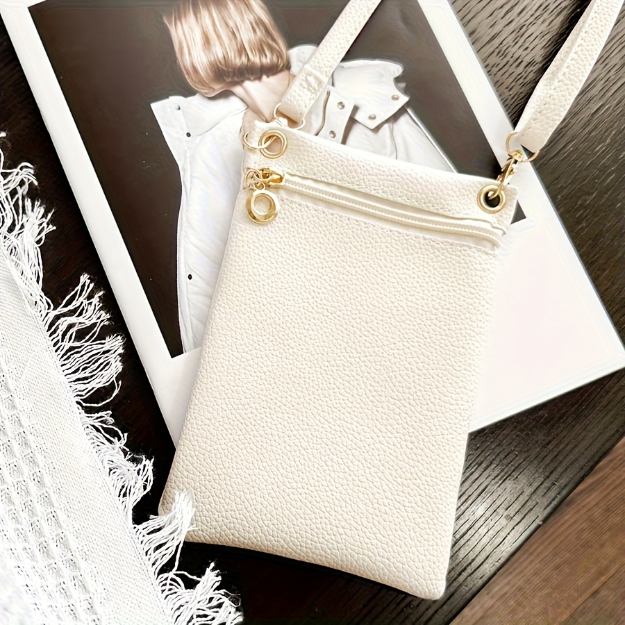 Solid Color Portable Cell Phone Bag Simple Versatile Women Outdoor Mini Messenger Handbag_voghion.com
