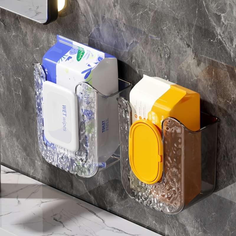 

Easy-install Wall-mounted Wipes Dispenser - No-drill, Polished Plastic Tissue Holder For Bathroom & Kitchen