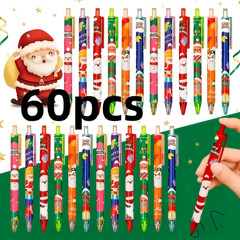 TEMU 30/60 penne gel a regalo di Natale, set di cancelleria natalizia , penne per a animati, penne per feste, forniture per ufficio