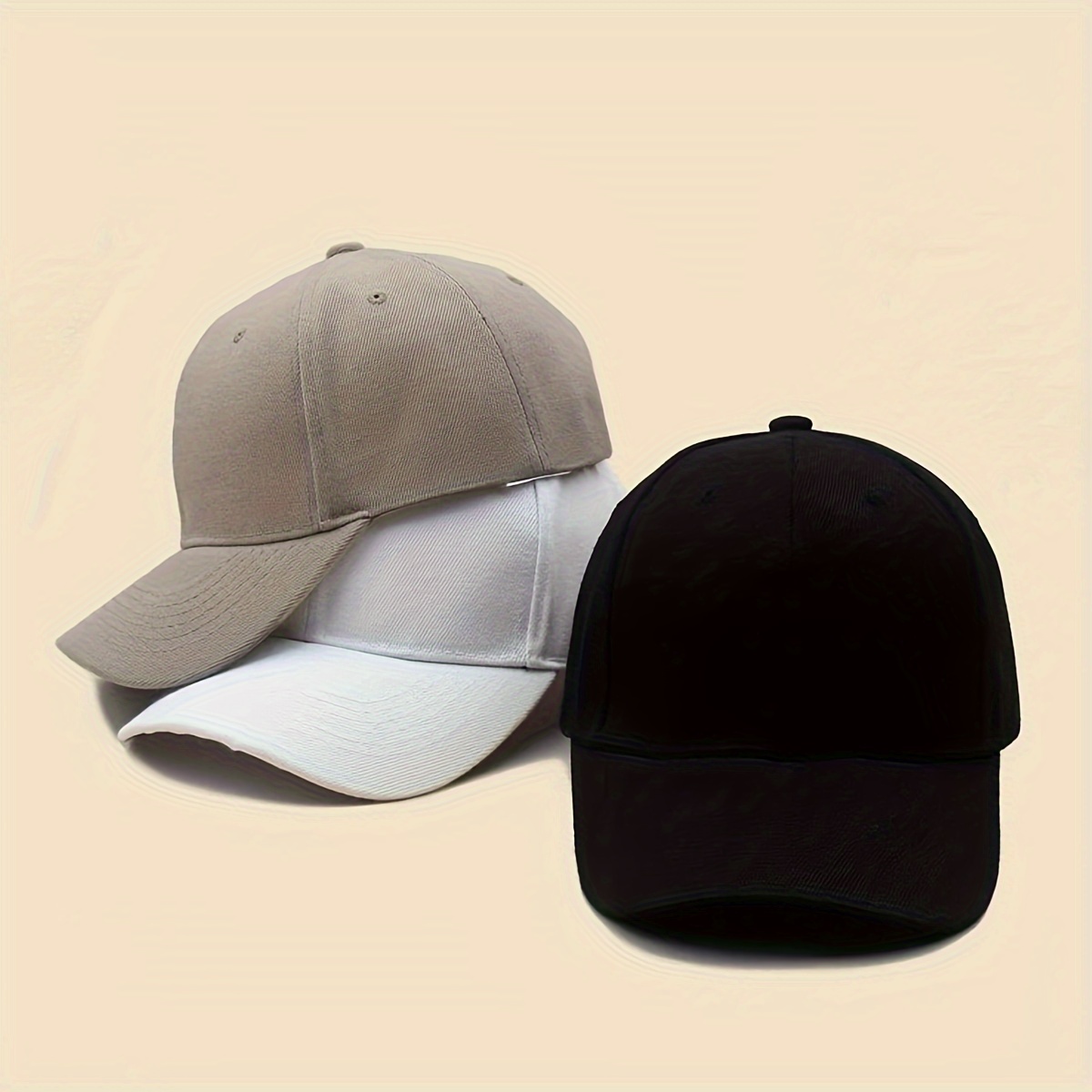 

3pcs Six-sided Polyester Baseball Cap For Men And Women, Adult Flat Face Hat For Sports And Outdoor Leisure
