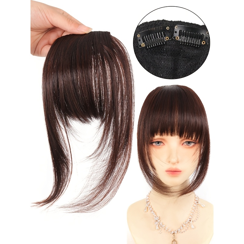 TEMU Synthetic Bangs Natural Forehead Wig Bangs Clip Wig -piece Real Cartoon Bangs Invisible Wig