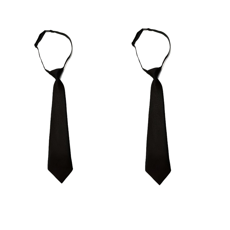 TEMU 2pcs Set Of Black Long No-tie Small Neckties For Men And Women, Suitable For School Uniforms, Shirt Accessories, And School Group Performances.