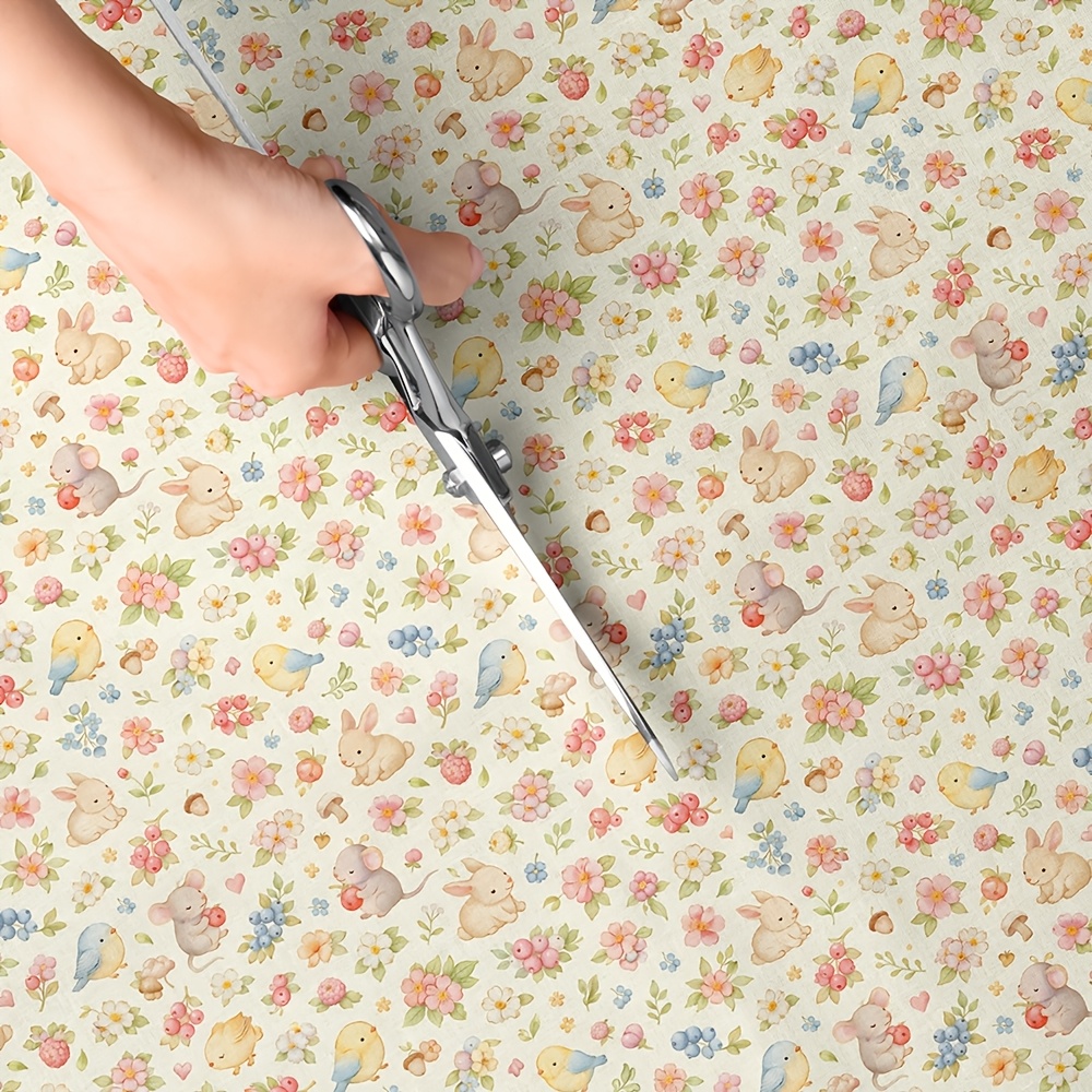 TEMU 1 pieza de tela con estampado Cottagecore romántico - 59 X 19.68 pulgadas (150 X 50 cm) Tela de poliéster precortada con patrones de fresas,