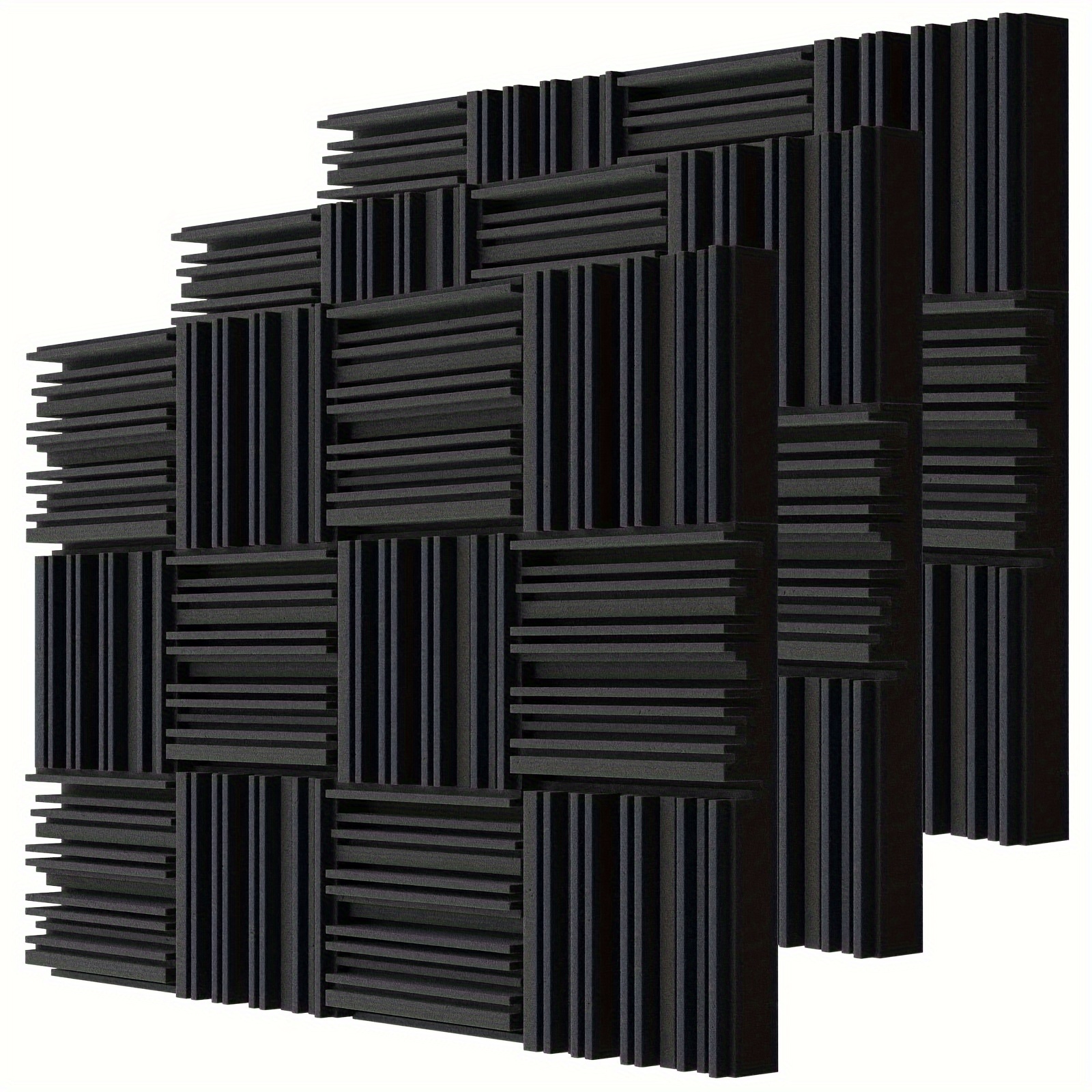 

36 pièces Noir 30*30*5cm Haute Ignifuge Fente Absorbant Coton Panneau Absorbant Panneau Mousse Isolant Phonique Pour Bureau 'enregistrement Salle De Musique Salle De Jeux Chambre Mur Et Plafond