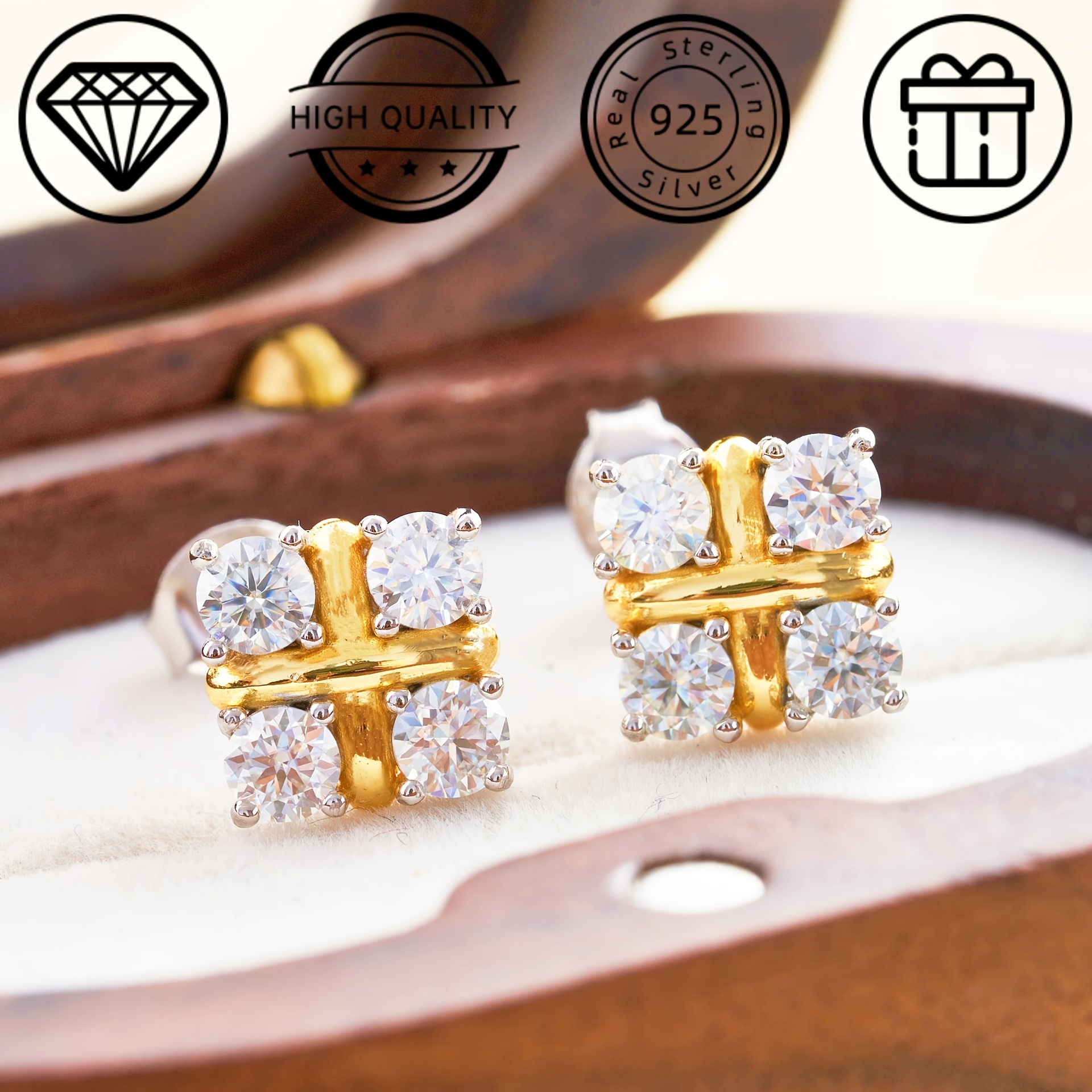 

Elegant 0.8ct Moissanite Stud Earrings For Couples, 925 Sterling Silvery, Weddings, Engagements & Birthday Parties