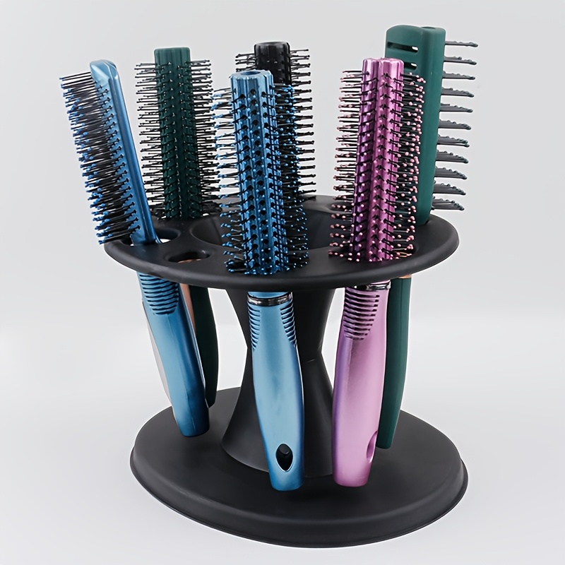 

Unisex-adult Hairbrush Holder Organizer, Plastic Round Brush Stand, For Curly Hair Styling Tools, With 4 Compartments, For Salon And Home Use