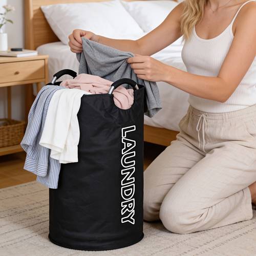 oversized bohemian style fabric laundry basket with handles freestanding high backed chair style dirty clothes hamper suitable for bedroom bathroom or dorm sturdy and durable classic rectangular design multi functional storage option