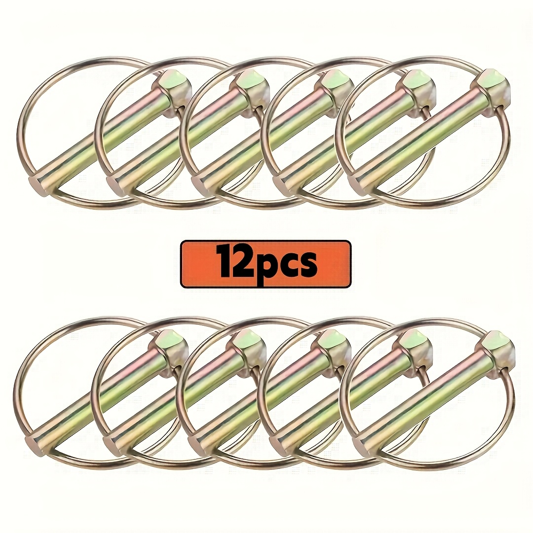 TEMU 12-pack Heavy Duty Steel Pins For Farm Tractors, Trailers, Trucks, And Lawn Mowers - Quick Release 1/4