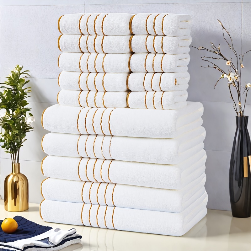 E-shop 15-teiliges hochwertiges goldenes Badetuch-Set, 70 * 140 cm/27,5 * 55 Zoll + 42 * 70 cm/16,5 * 27,5 Zoll Handtuch + 35 cm * 35 cm/13,7 Zoll *