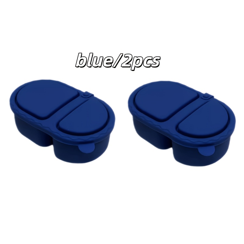 TEMU 2pcs Silicone Snack Containers With Lids, Reusable Dual-compartment Leak-proof Portable Bento Lunch Box For Outdoor Picnics, Fruit, And Sauce