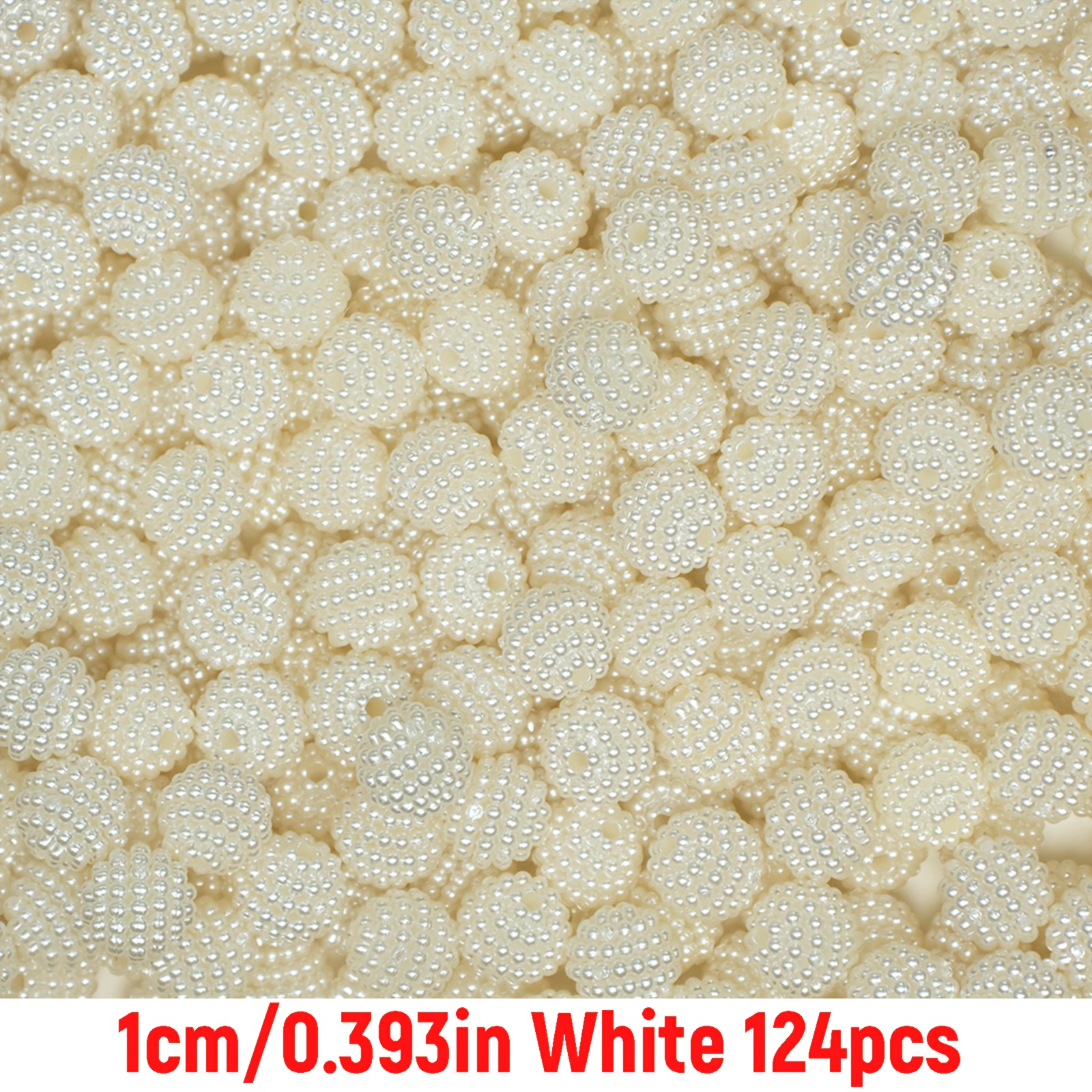 TEMU 124pcs 10mm Acrylic Pink, Red And White Bayberry Ball Pierced Jewelry Additions Handmade Beads For Jewelry Making Bracelet Necklace Materials