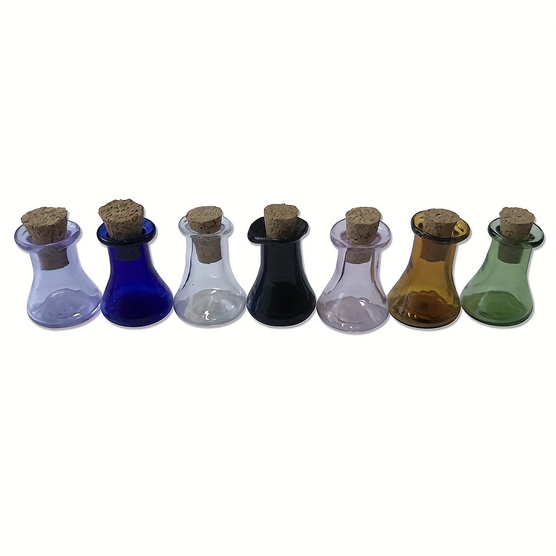 Mini Colorful Glass Bottles, Cute Small Bottles With Corks, Small Flat Bottom, Small Jars, Small Bottles, Can Stand Alone