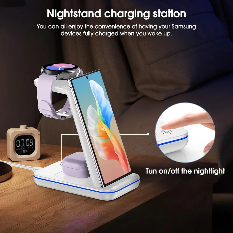 multifunctional 3 in 1 wireless charger stand charging dock for samsung s24ultra s23 s22 s21 s20 4 5 6 fold6 5 4 3 w24 23 22 series phones for watch 4 5pro 6 classic 7 for buds 3 2 Product details 5