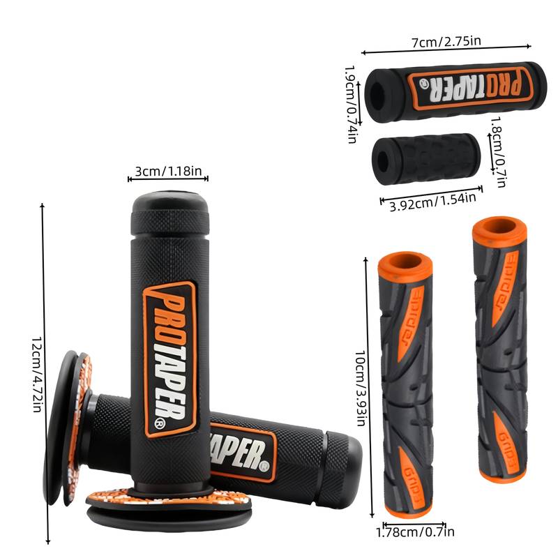 Universal 7/8 Inch 22mm Motorcycle Handlebar Rubber Gel Grips - Pair