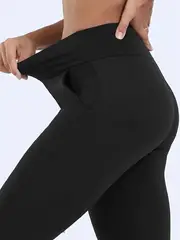 2 pcs slim high waist sports warm pants with velvet with pockets comfortable and soft suitable for autumn and winter details 9