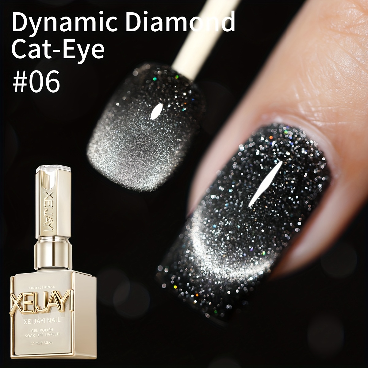 Image of Cat Eye Nail Trends 2025 Holographic Nail Art 6 Colors 15ml Reflective Cat Eye Magnetic Nail Gel Soaking Led Gel Salon Female Nail Art Tools Gel