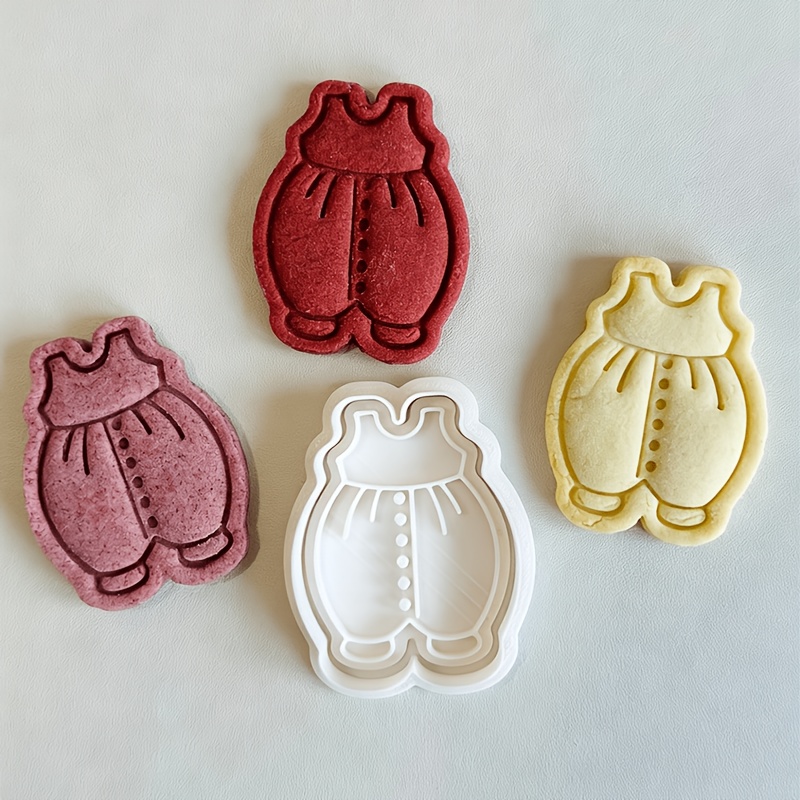 childrens bodysuit cookie cutter and stamp set 3d embossing mold food grade plastic material   childrens christening baking