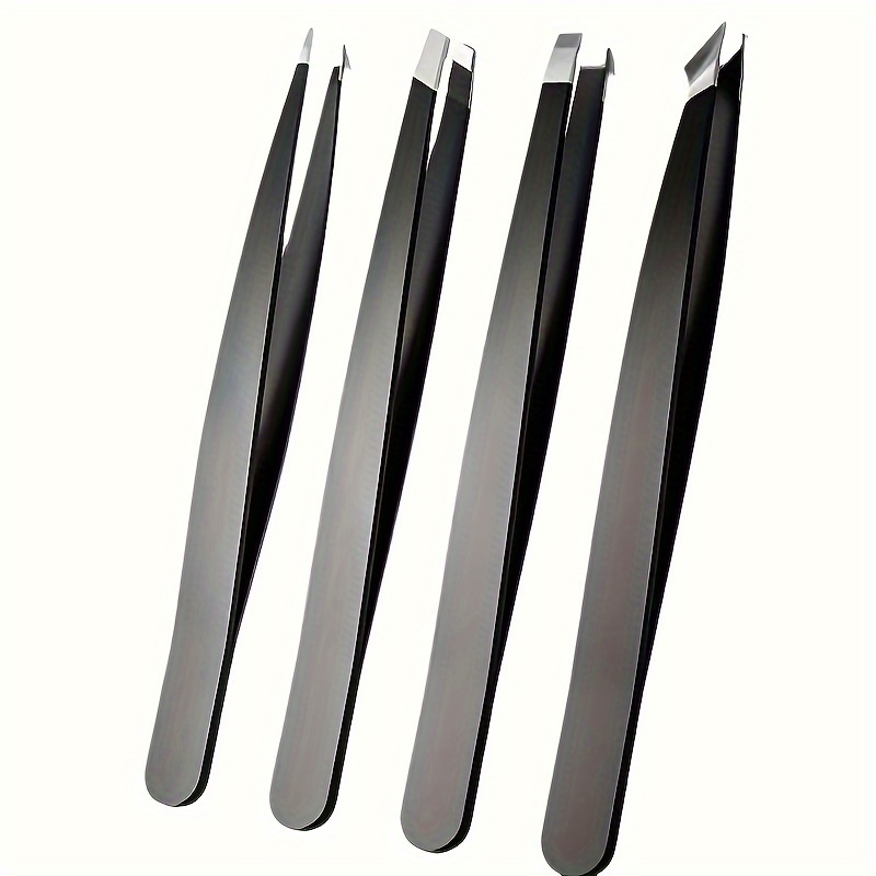 

4pcs Professional Tweezers For Eyebrow Hair Removal, & Ingrown Hair - For , Stainless Steel